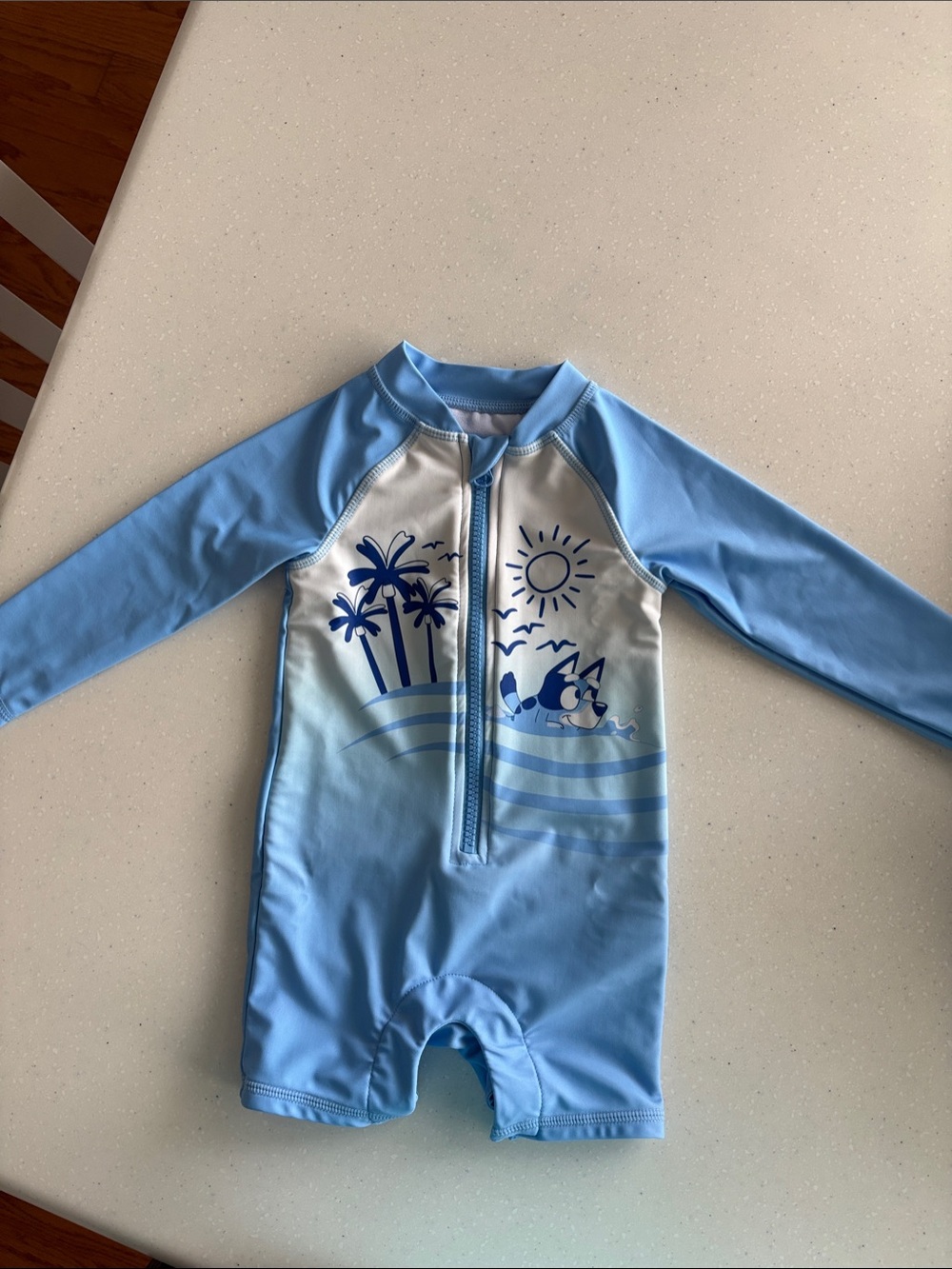 Bluey Baby Boy Blue Long-Sleeve Rash Guard Swimsuit-NWOT-12-18 mo